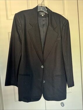 Men's Black Single-Breasted 100% Wool Blazer